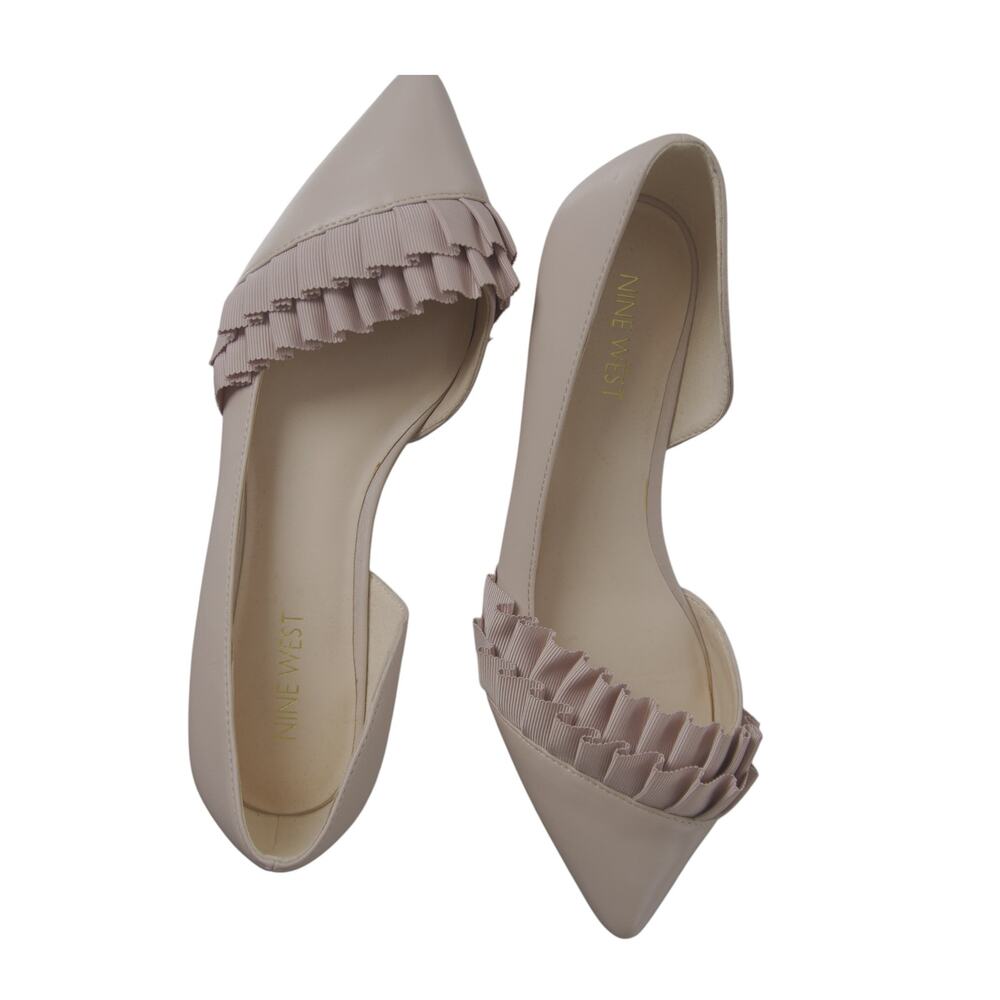Nine West Nude Pleated Ruffle Pointed Toe D’Orsay Flats Women’s 7M - Picture 3 of 10